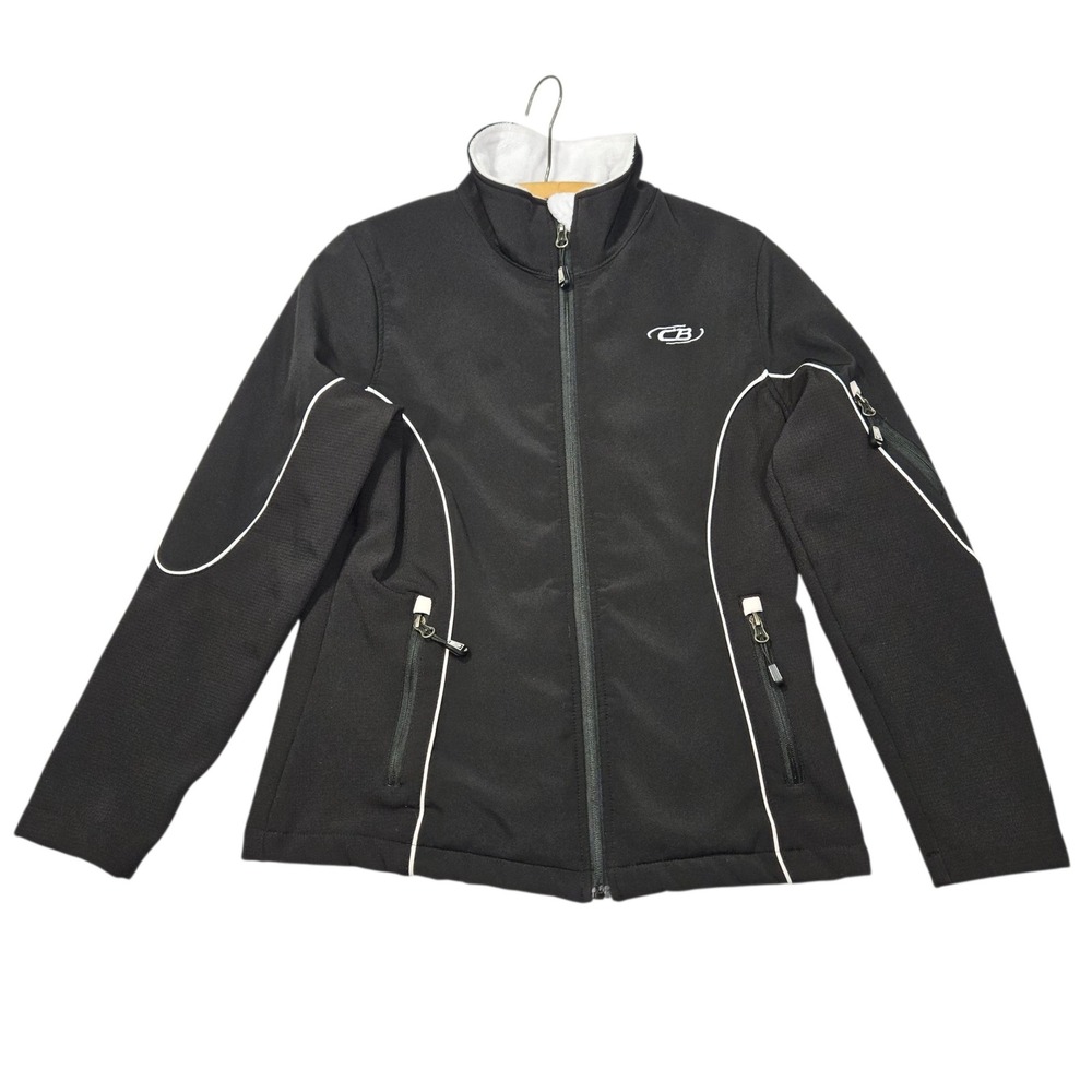 CB Sports Softshell Fleece Lined Performance Jacket Black White Sz M